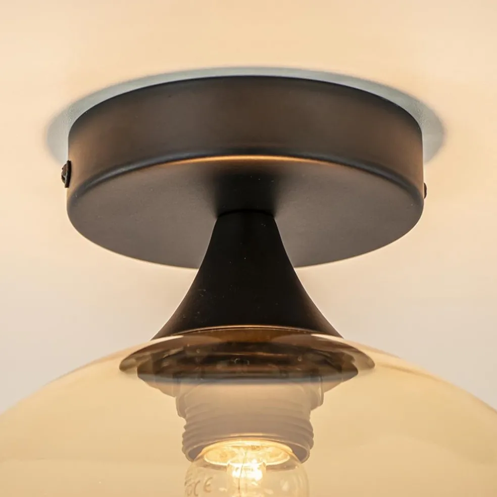 Clearance Straluma Amber glazen plafondlamp 25 cm met zwart