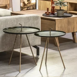 Outlet Straluma Bijzettafel Saphire groen met brons 39 cm