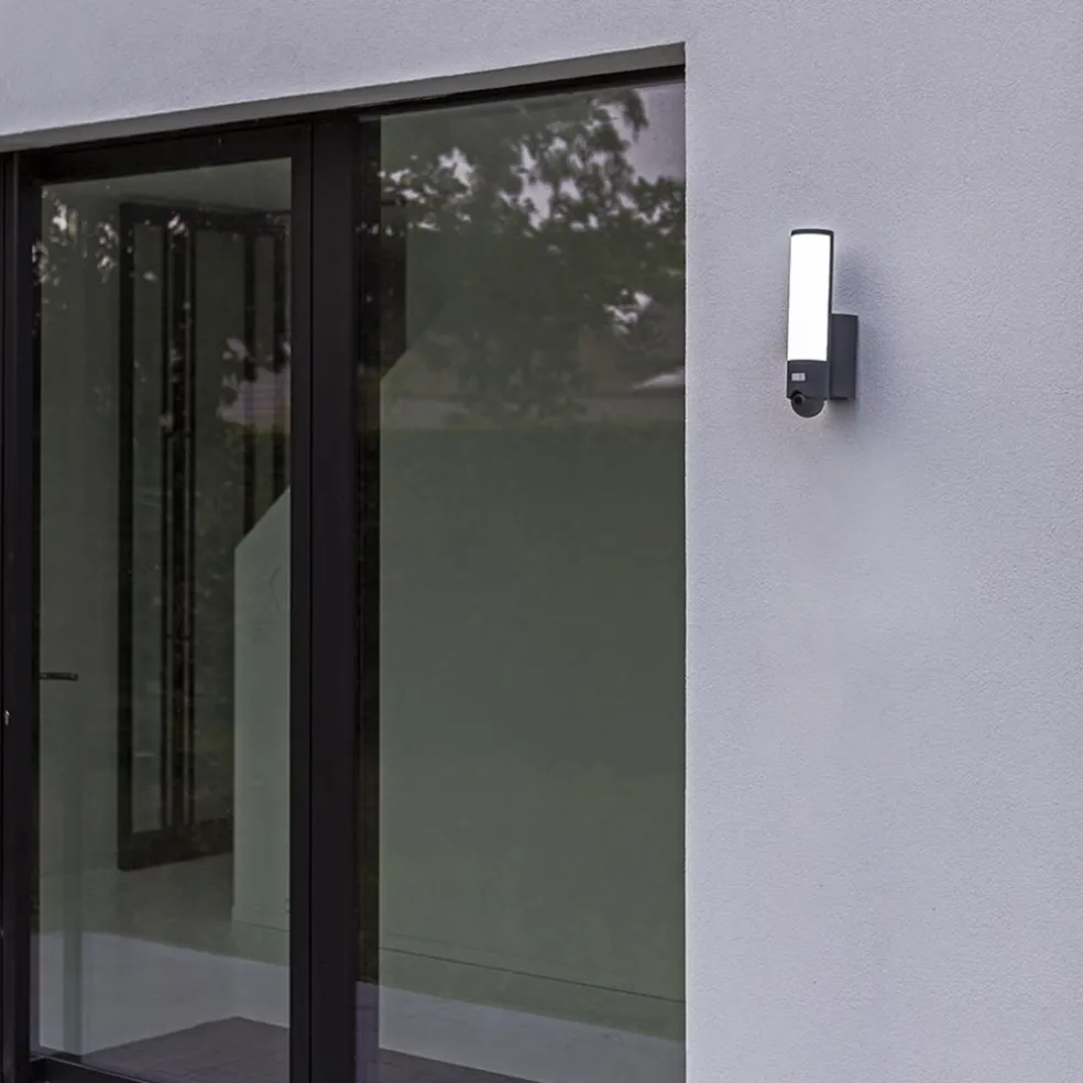 Online Straluma Buitenlamp cilinder donker grijs inclusief LED en camera