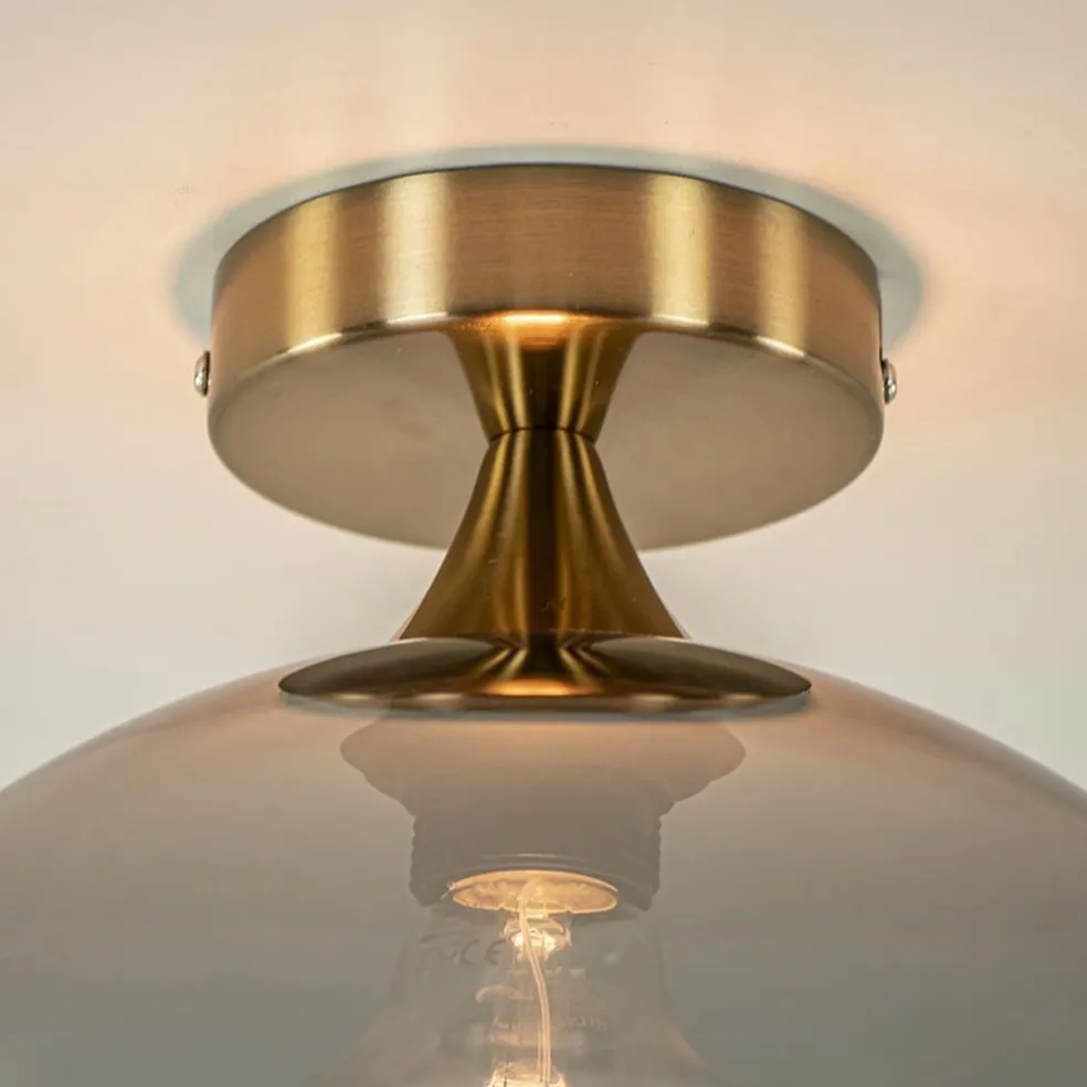 New Straluma Chique plafondlamp goud met smoke/titanium glazen bol