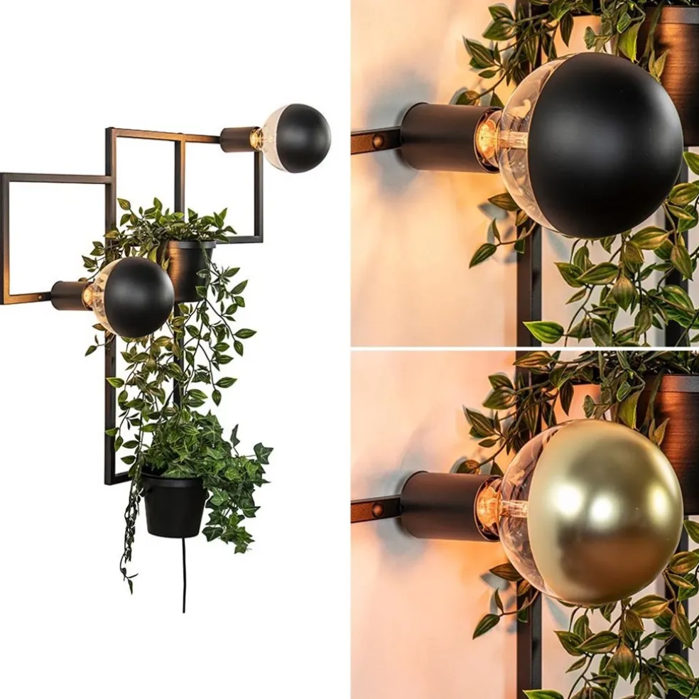 Sale Straluma Decoratieve wandlamp zwart met 2 plantenpotten