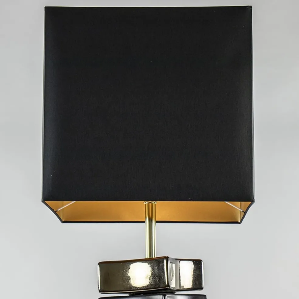 Online Straluma Design vloerlamp keramiek zwart/goud met zwarte kap