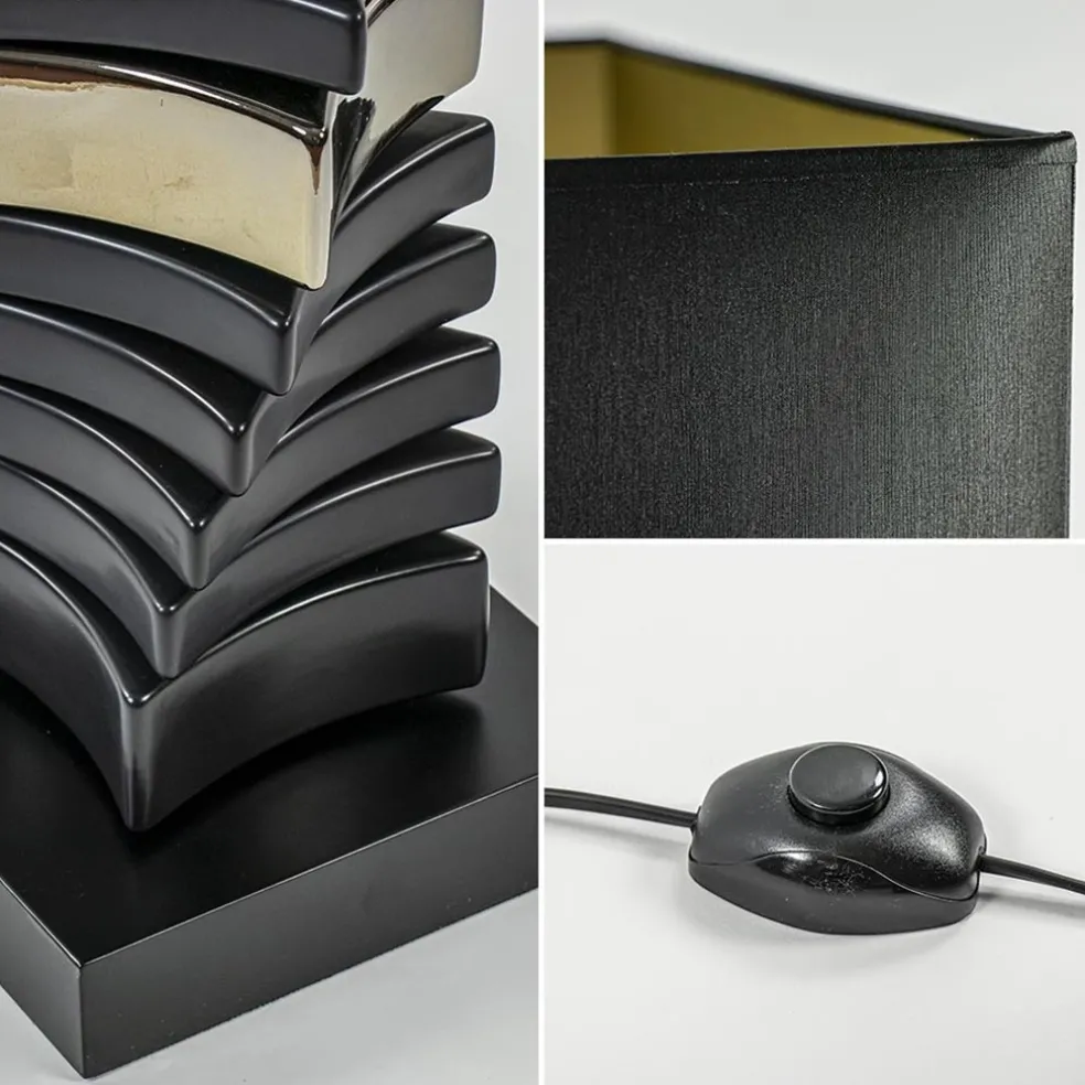 Online Straluma Design vloerlamp keramiek zwart/goud met zwarte kap