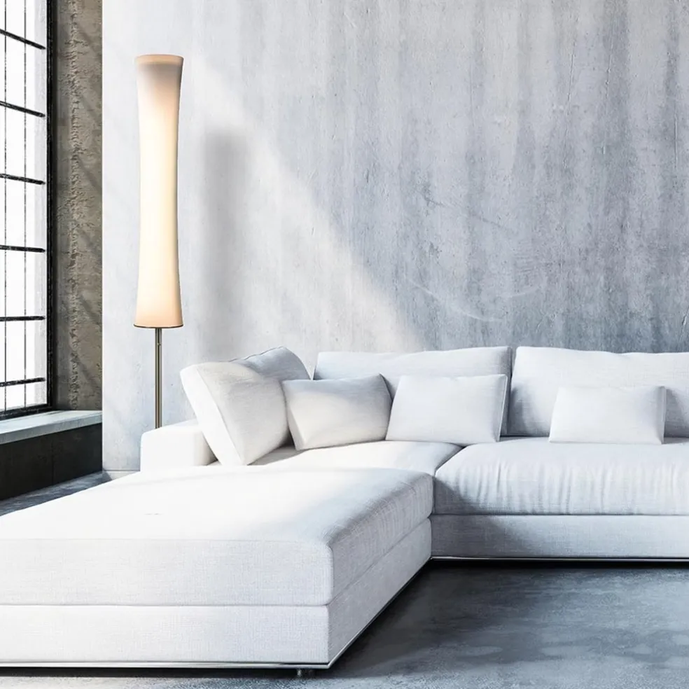 Clearance Straluma Design vloerlamp nikkel met opaal glas en uplighter