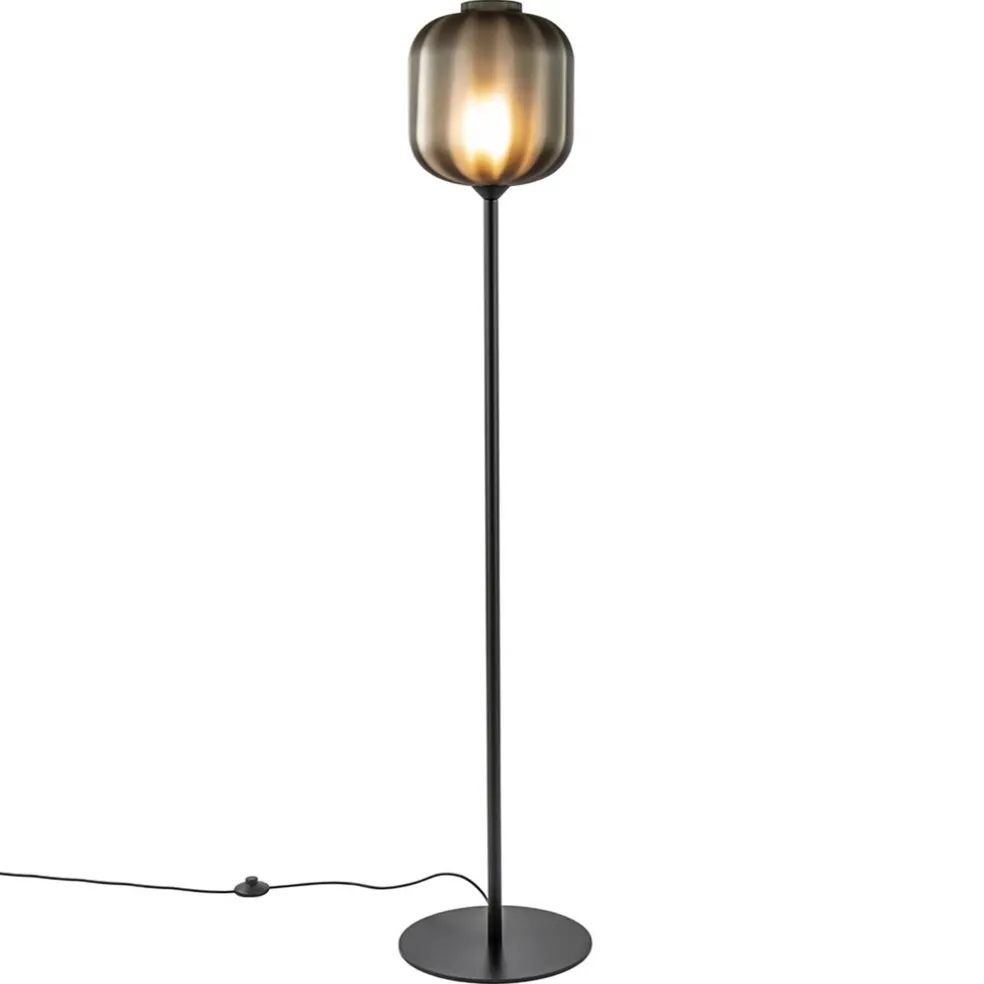 Shop Straluma Design vloerlamp zwart met mat zwarte glazen kap