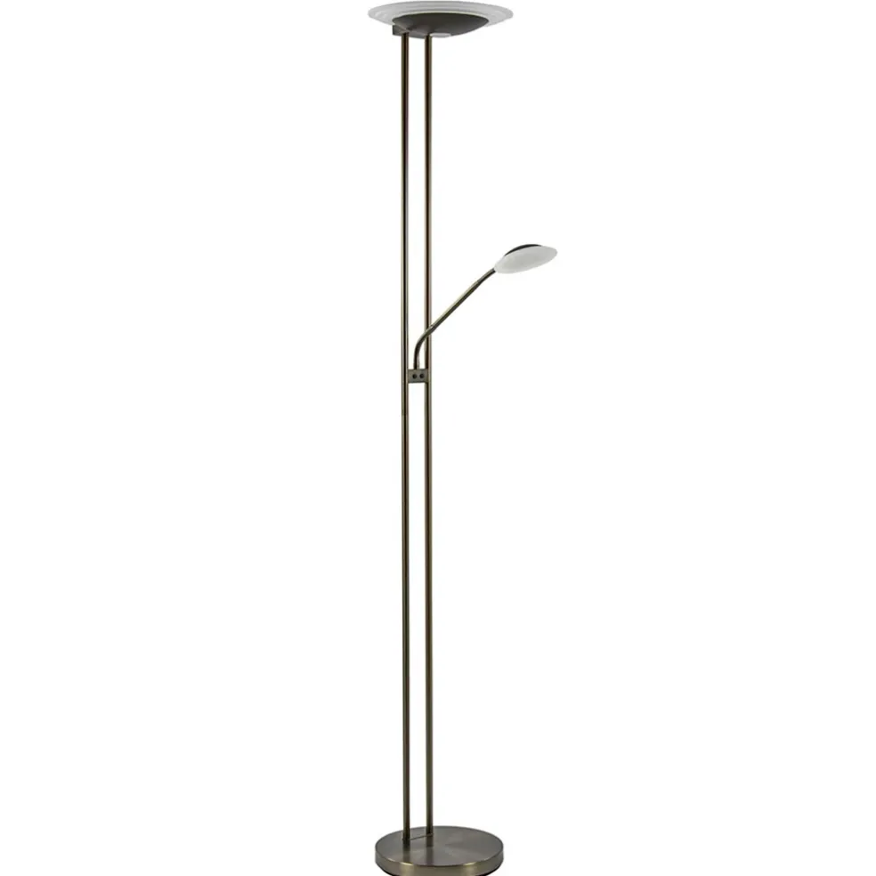 Clearance Straluma Dimbare LED uplighter met leeslamp donker brons