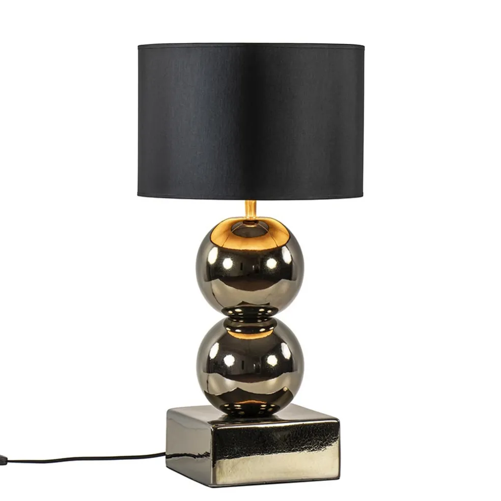 Online Straluma Gouden tafellamp bollen met zwart/gouden kap
