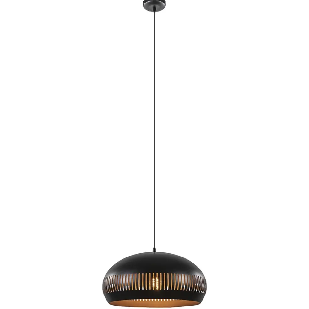 Cheap Straluma Grote koepel hanglamp zwart met goud 50 cm