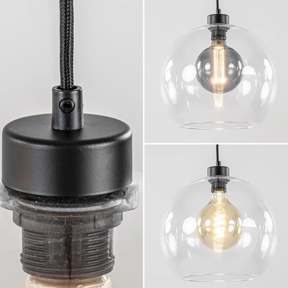 Flash Sale Straluma Grote 3-lichts hanglamp met helder glas en zwarte balk