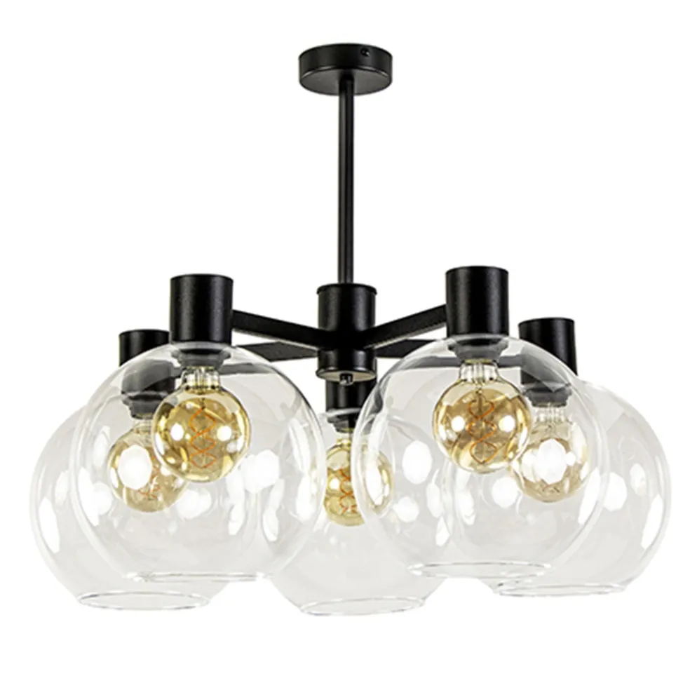 Hot Straluma Grote 5-lichts plafondlamp helder glas