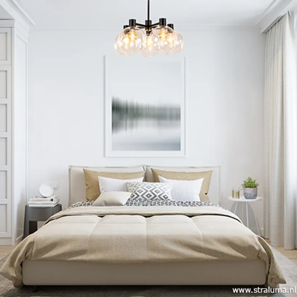 Hot Straluma Grote 5-lichts plafondlamp helder glas