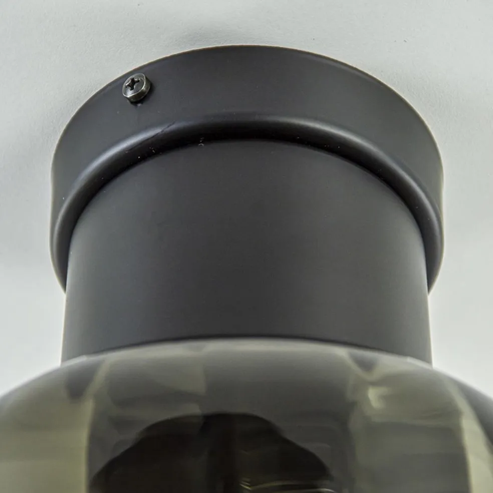 Discount Straluma Grote plafondlamp smoke glas met mat zwart