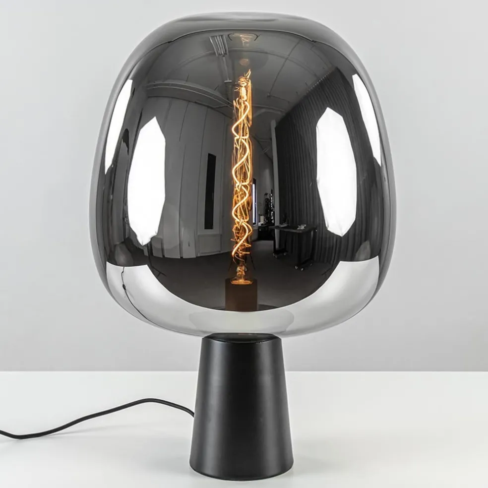 Cheap Straluma Grote tafellamp Amarah zwart met smoke glazen kap