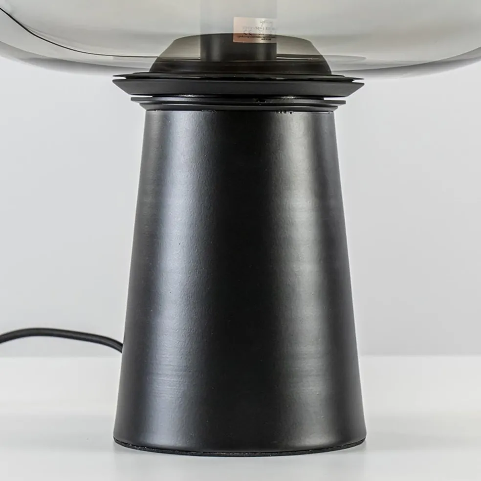 Cheap Straluma Grote tafellamp Amarah zwart met smoke glazen kap