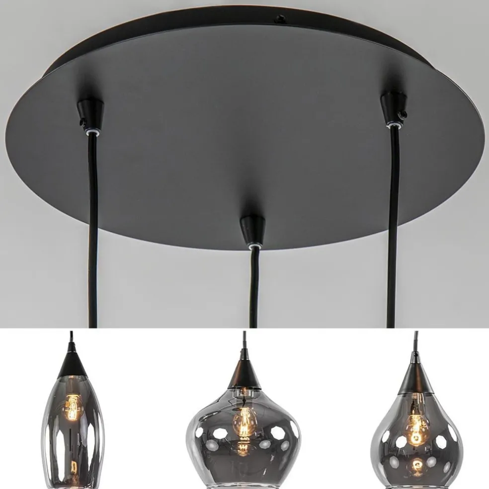 Clearance Straluma Hanglamp Cambio 3L rond zwart smoke glas