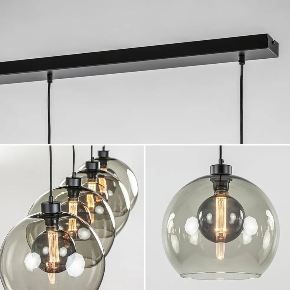 Online Straluma Hanglamp 4L balk zwart + smoke glas 30cm