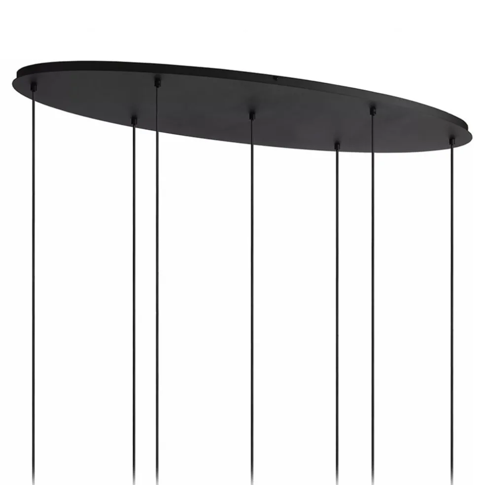 Online Straluma Hanglamp 7-lichts ovaal met mat zwart glas