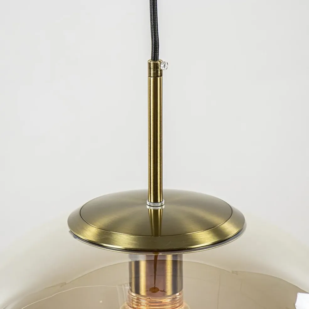 Best Sale Straluma Hanglamp Medina satin gold/amber glas 40cm