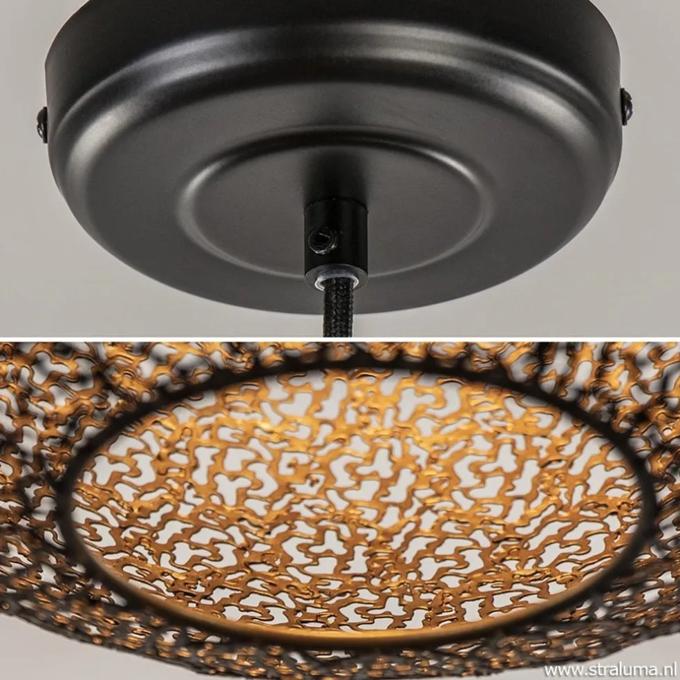 Sale Straluma Hanglamp Oronero bol zwart/goud 40cm