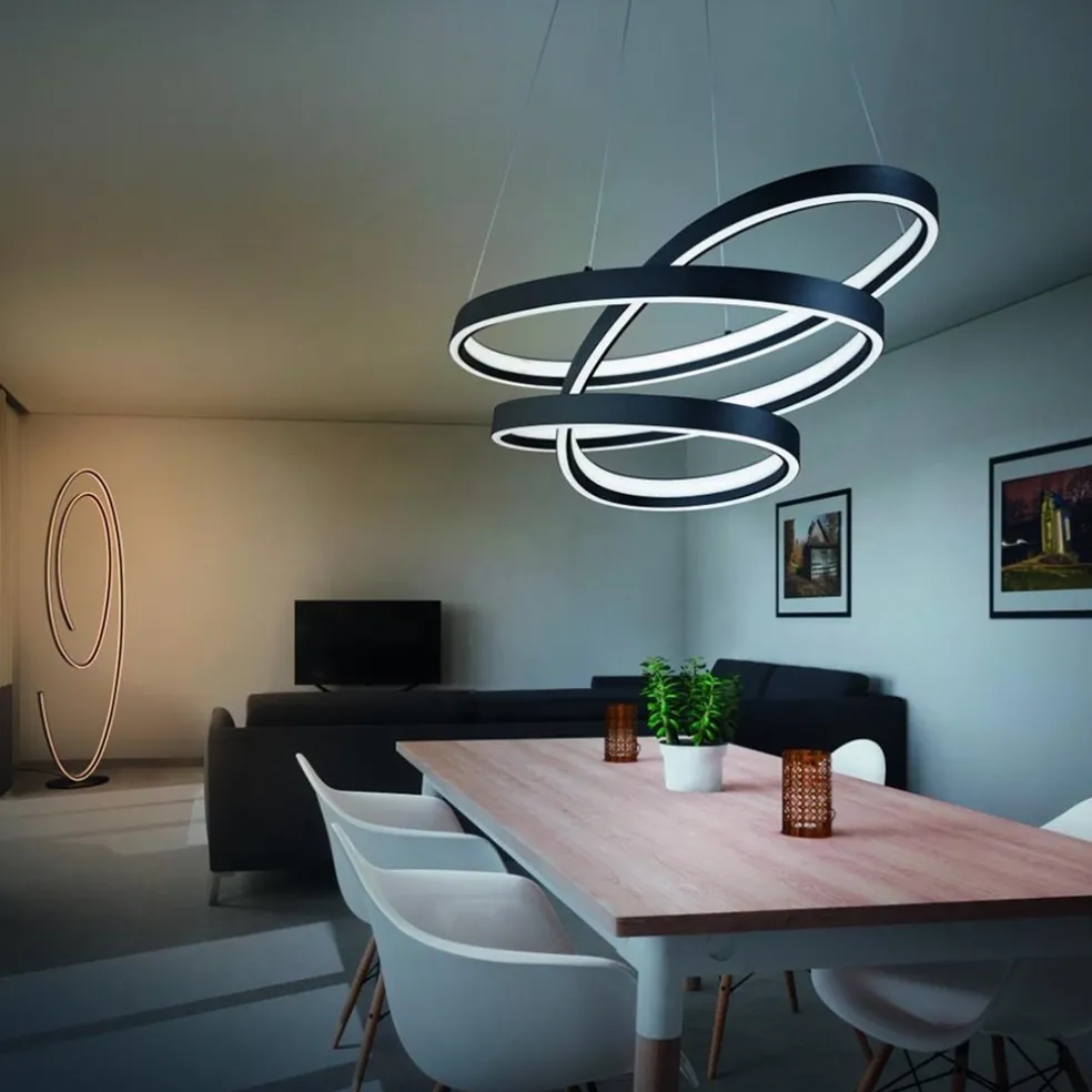 Store Straluma Hanglamp ovale ringen mat zwart