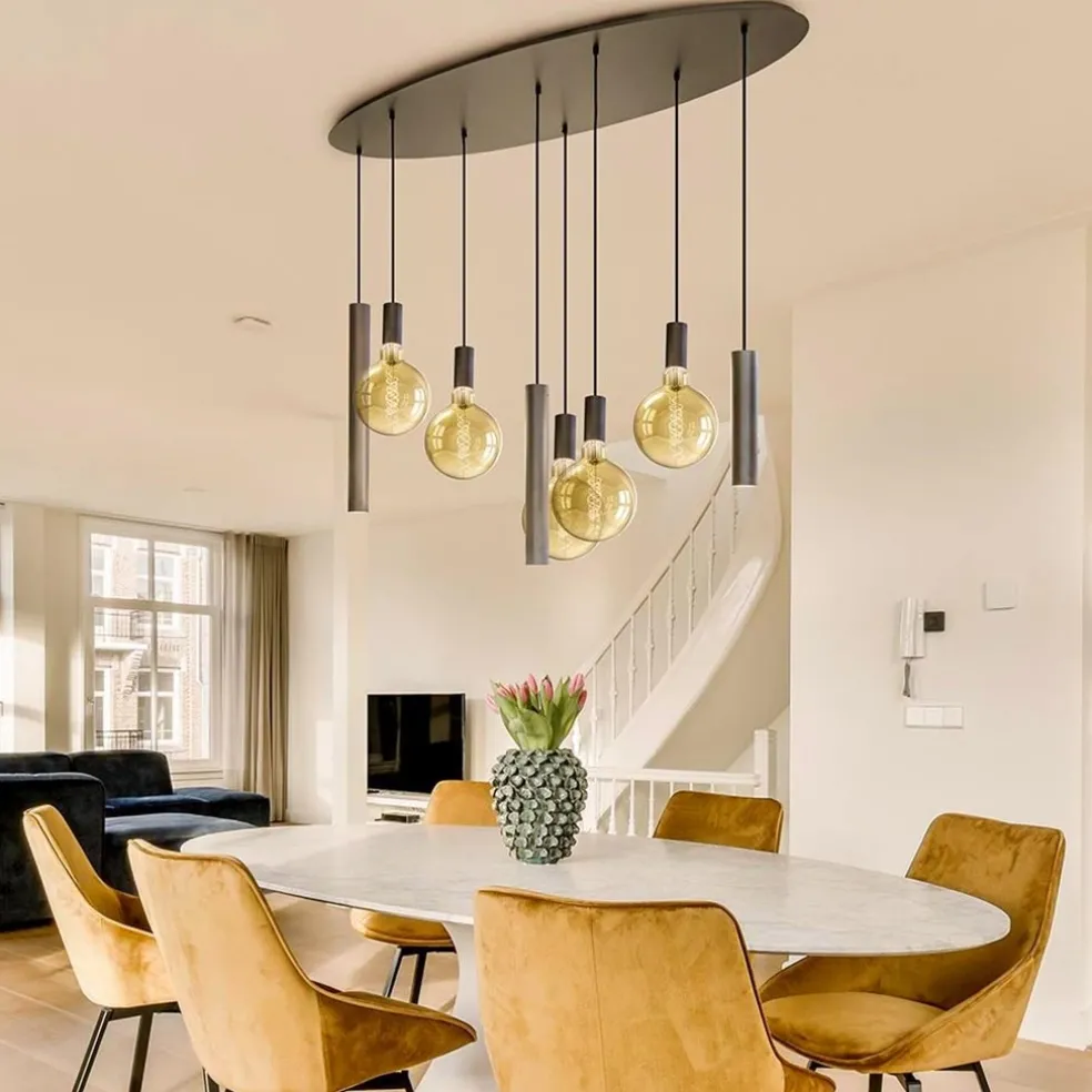 Online Straluma Hanglamp Riva ovaal 8L platinum