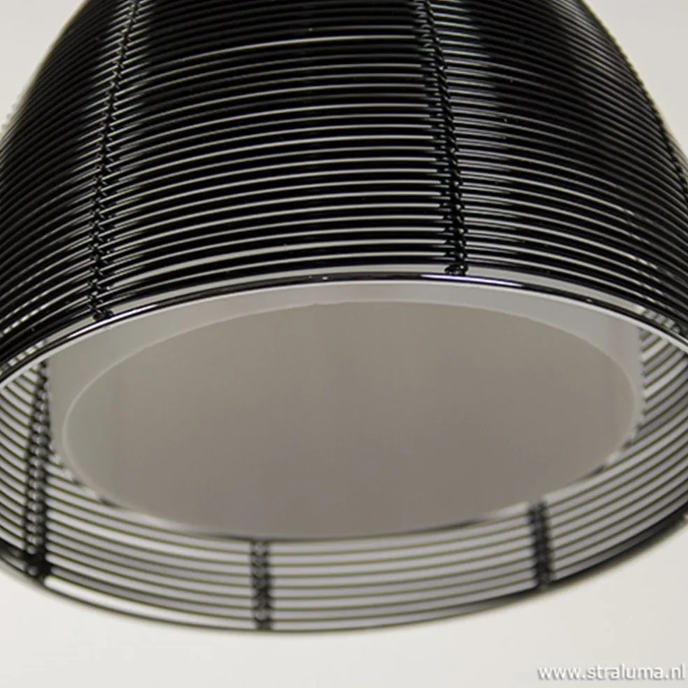 Best Sale Straluma Hanglamp rond 3-lichts zwart draad/glas
