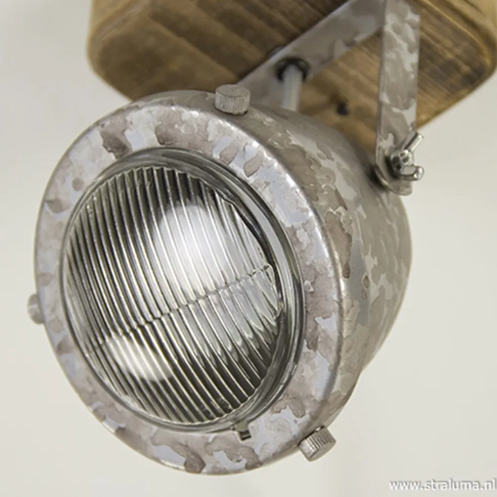 New Straluma Industriele wand/plafondspot hout metaal