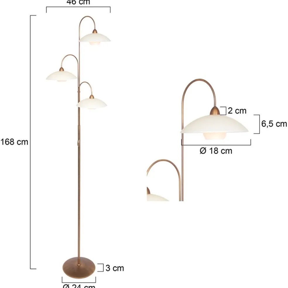 Shop Straluma Klassieke 3-lichts vloerlamp brons inclusief LED