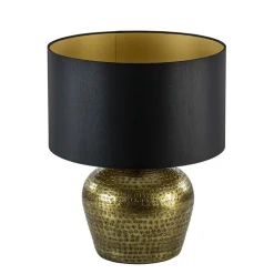 Store Straluma Lampenkap zwart/goud cilinder met gouden binnenzijde, hoogte 20cm, Ø 35cm, warm omgeslagen
