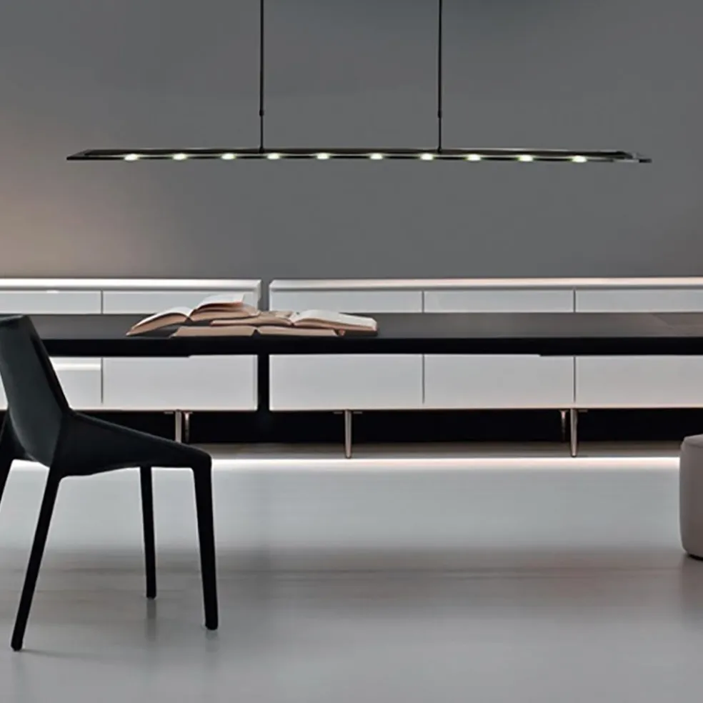 Clearance Straluma Langwerpige LED hanglamp zwart met smoke glas 170 cm