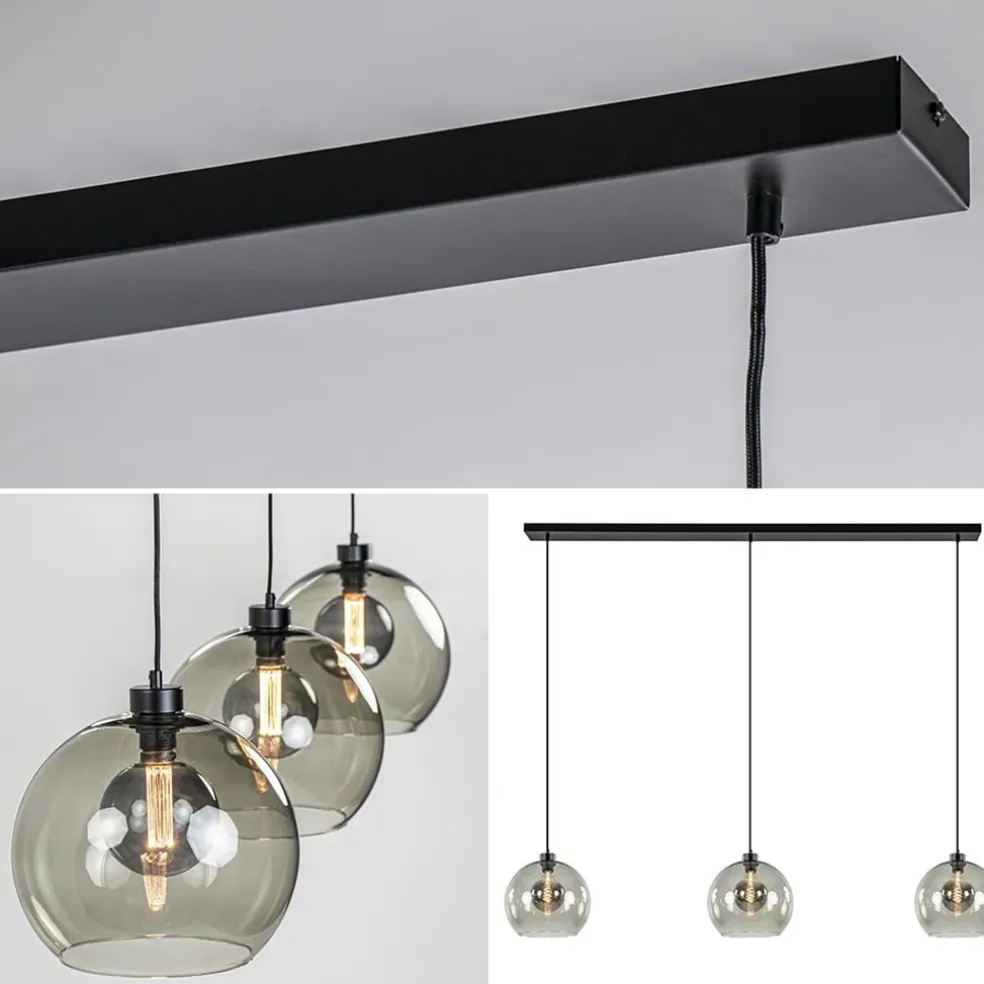 New Straluma 3-Lichts eettafelhanglamp met smoke glazen bollen