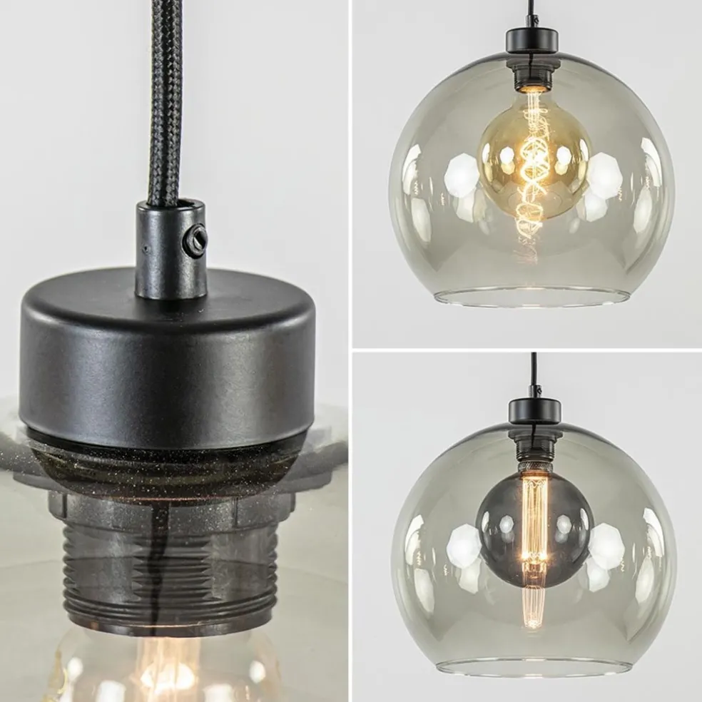 New Straluma 3-Lichts eettafelhanglamp met smoke glazen bollen