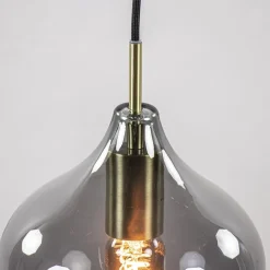 Online Straluma 5-Lichts eettafelhanglamp Rakel antiek brass met smoke glas