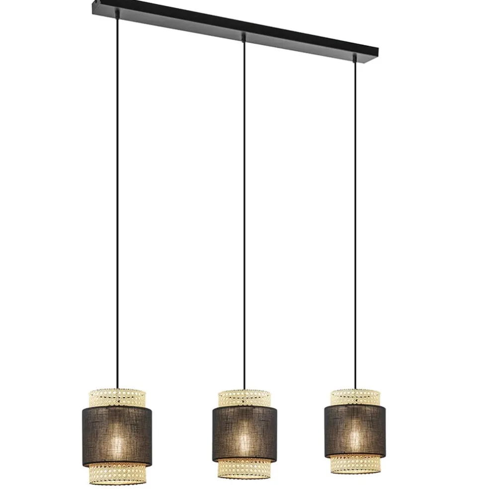 Outlet Straluma 3-Lichts eettafelhanglamp webbing met zwart