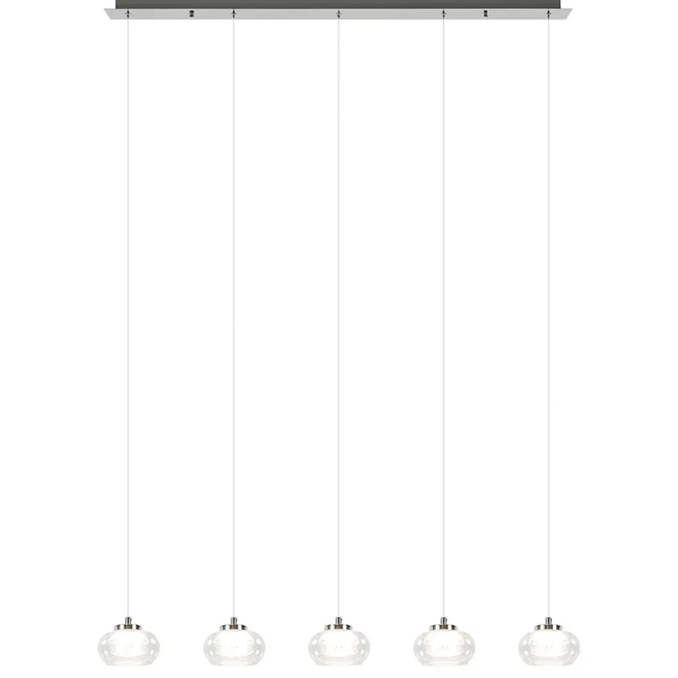 New Straluma 5-Lichts hanglamp chroom met helder glas en dimbaar LED
