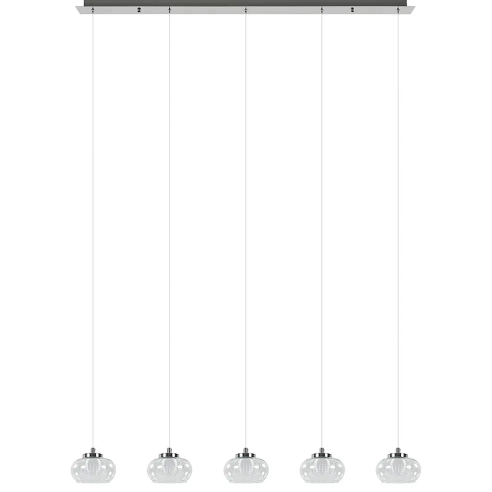 New Straluma 5-Lichts hanglamp chroom met helder glas en dimbaar LED