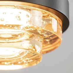 Cheap Straluma 5-Lichts LED eettafelhanglamp zwart met champagne glas
