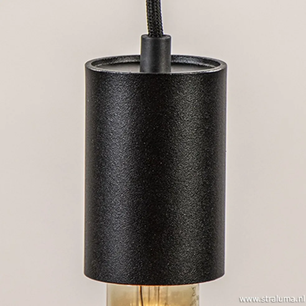 Outlet Straluma 5-lichts plaat rond + pendels zwart ex.lb