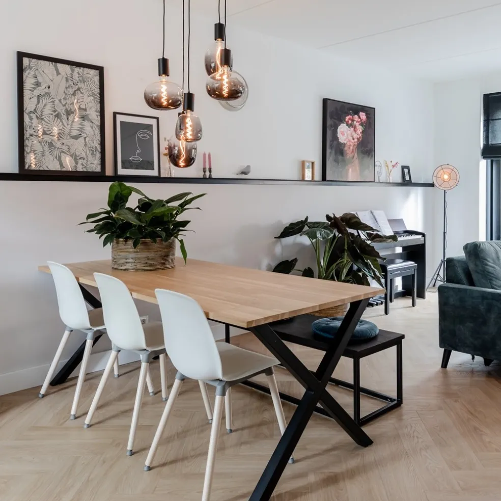Outlet Straluma 5-lichts plaat rond + pendels zwart ex.lb