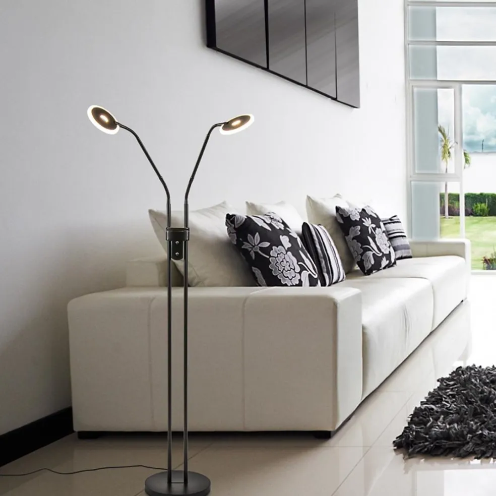 Best Sale Straluma 2-Lichts vloer/leeslamp zwart met dimbaar LED