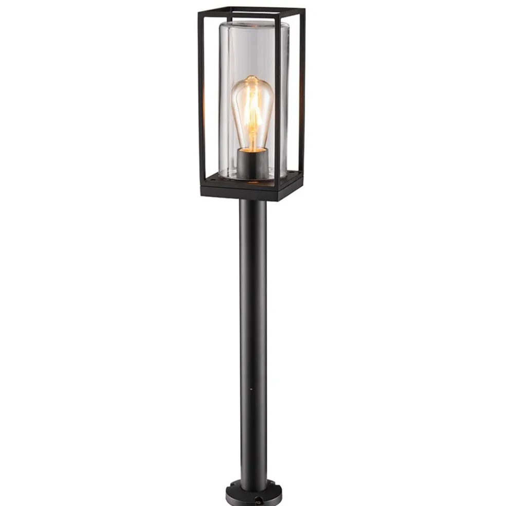 Online Straluma Moderne buitenlamp lantaarn op paal zwart met helder glas