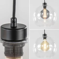 Sale Straluma Moderne eettafelhanglamp zwart met helder glas