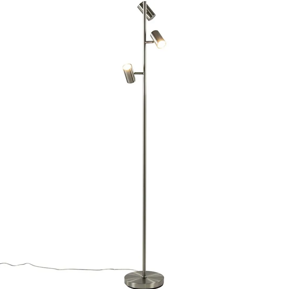 Flash Sale Straluma Moderne 3-lichts vloerlamp nikkel met 3-standen dimbaar LED