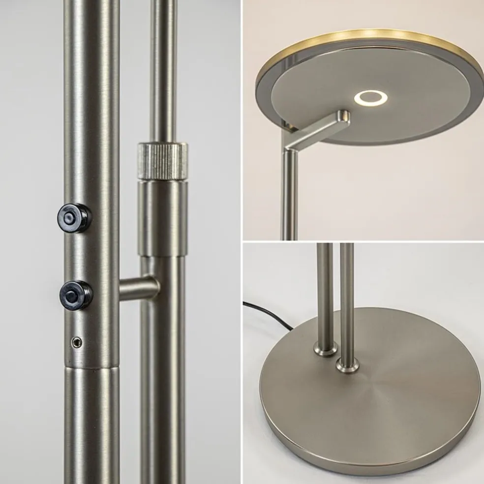 Store Straluma Moderne vloerlamp uplighter staal met smoke glas