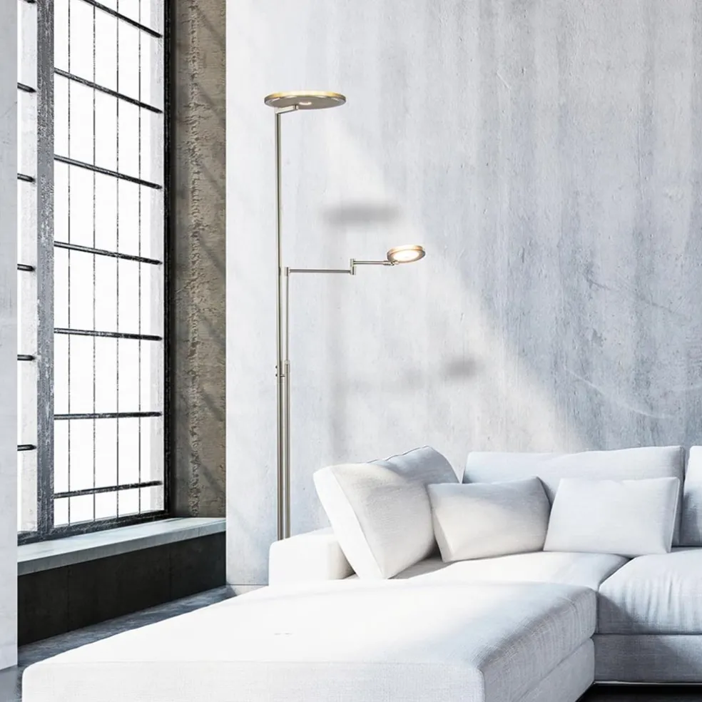 Store Straluma Moderne vloerlamp uplighter staal met smoke glas