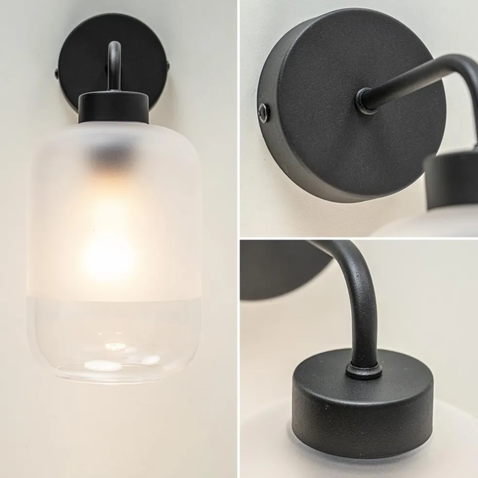 Discount Straluma Moderne wandlamp zwart met helder/mat glas