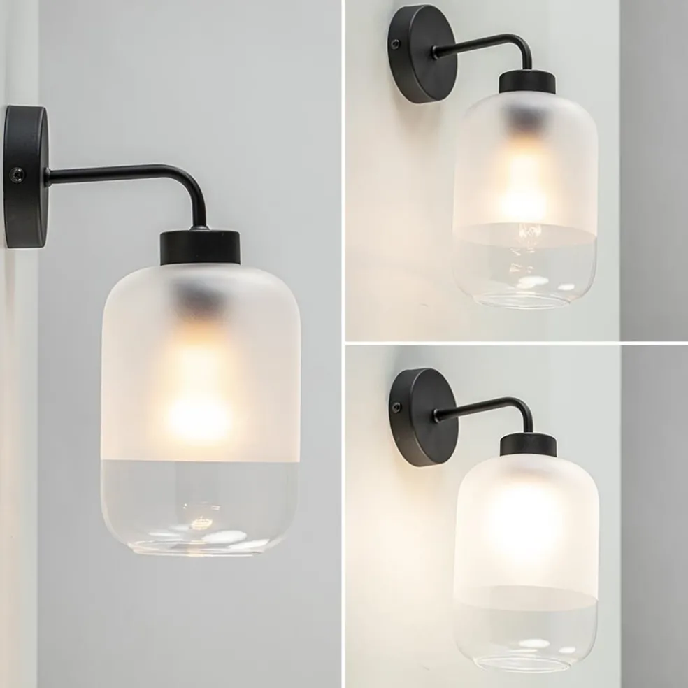 Discount Straluma Moderne wandlamp zwart met helder/mat glas