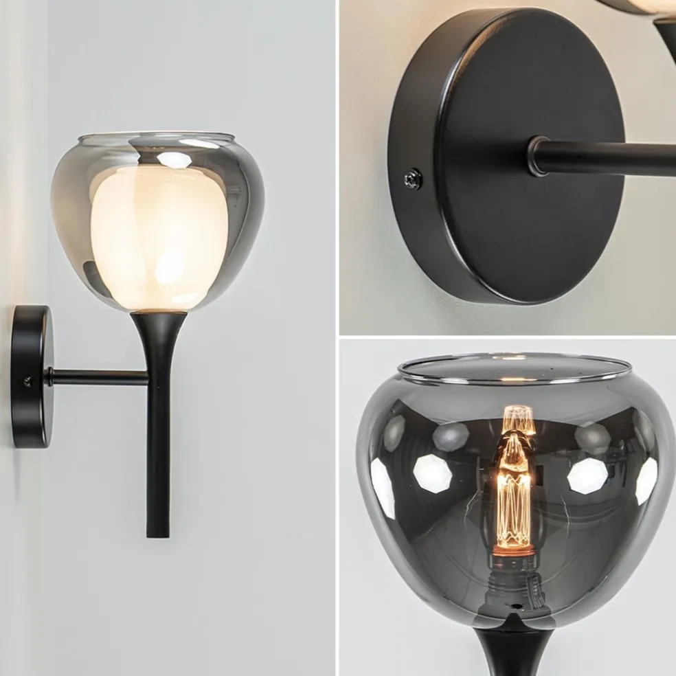 Cheap Straluma Moderne wandlamp zwart met smoke glas