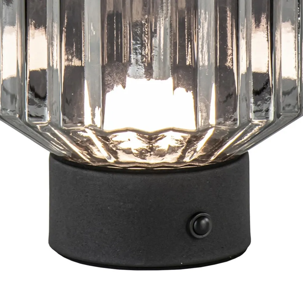 Fashion Straluma Oplaadbare LED tafellamp op batterij titanium/zwart