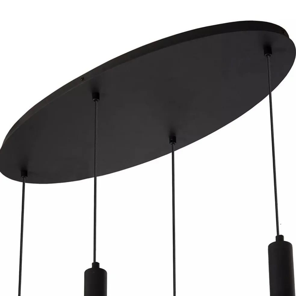 Shop Straluma Ovale 4-lichts hanglamp zwart met mat zwart glas